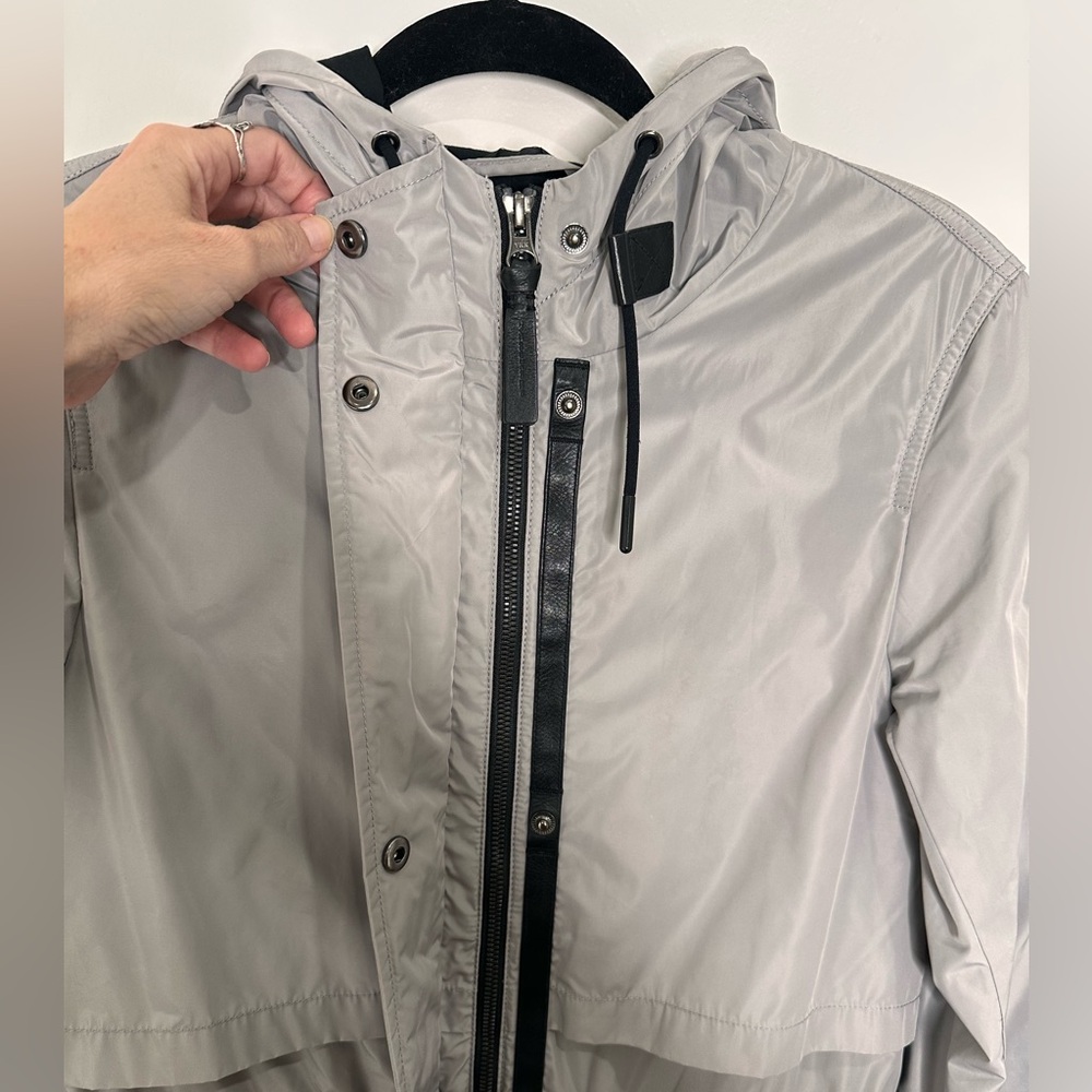 Mackage Gray Hooded Raincoat Jacket View 6